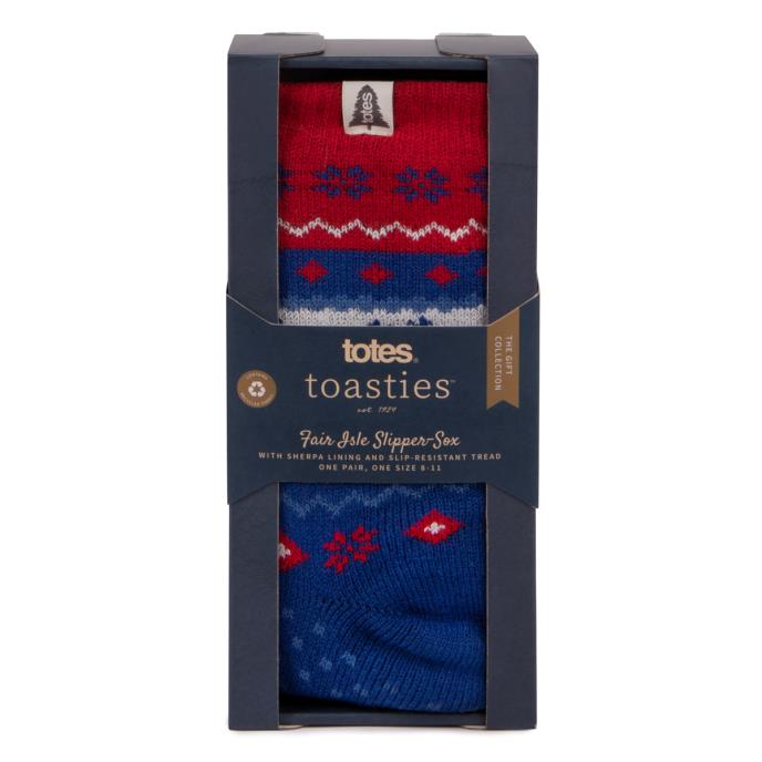 totes toasties® Mens Sherpa Lined Fair Isle Slipper Socks Fair Isle Extra Image 4